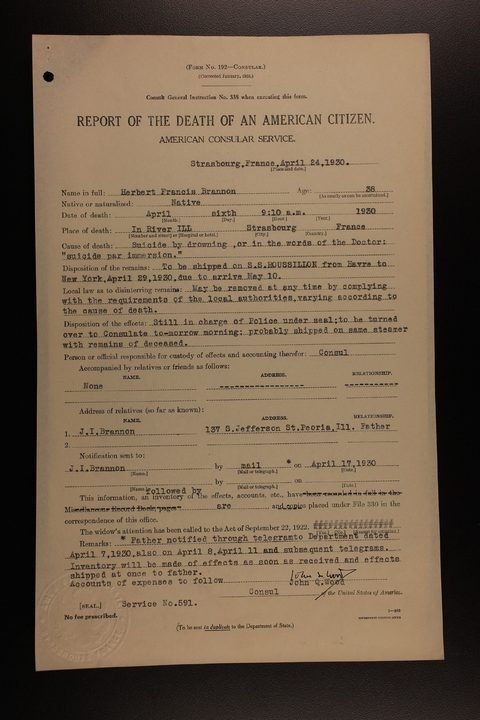 The official death report: original document image